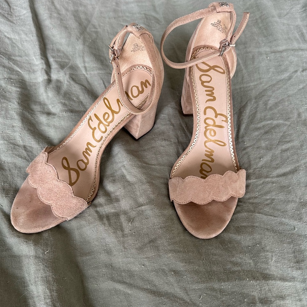 Sam Edelman Women's Tan Suede Block Heel Sandals